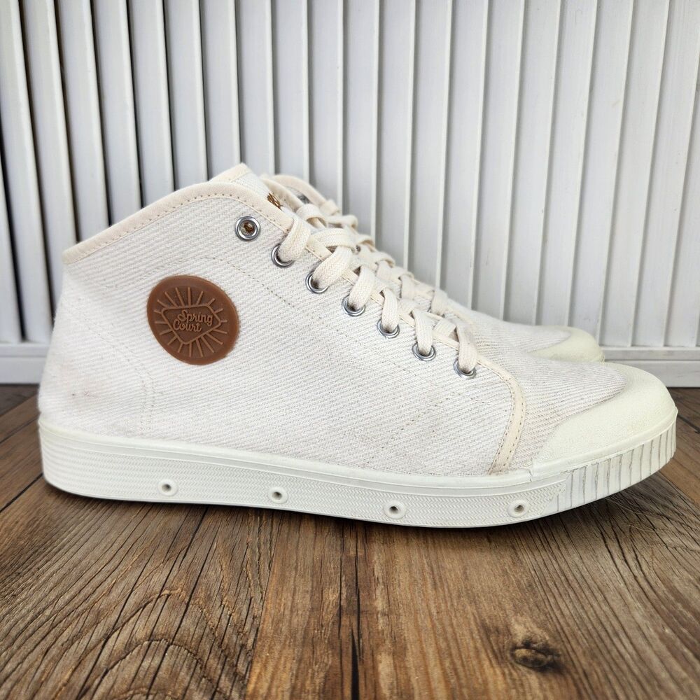 Spring Court B2 Canvas Mid Top Sneaker Mens 9 Women 11 EU 42 White Classic Shoes
